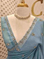 Crushed silk with mirror and cut work buti design - Image 26