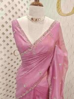 Crushed silk with mirror and cut work buti design - Image 19