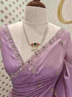 Crushed silk with mirror and cut work buti design - Image 23