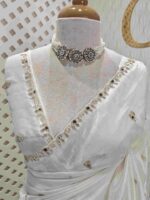 Crushed silk with mirror and cut work buti design - Image 17