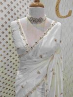 Crushed silk with mirror and cut work buti design - Image 16