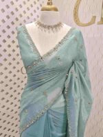 Crushed silk with mirror and cut work buti design - Image 13