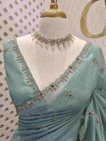 Crushed silk with mirror and cut work buti design - Image 14