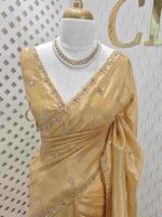 Crushed silk with mirror and cut work buti design - Image 10