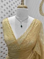 Crushed silk with piramid like cut bead and stone work and scallop border - Image 3