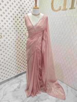 Crushed silk with piramid like cut bead and stone work and scallop border - Image 19