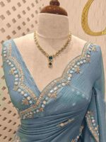 Crushed silk with small sequence floral and scallop border - Image 36
