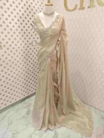 Crushed silk with small sequence floral and scallop border - Image 34