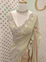 Crushed silk with small sequence floral and scallop border - Image 32