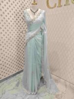 Crushed silk with small sequence floral and scallop border - Image 25