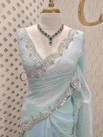 Crushed silk with small sequence floral and scallop border - Image 23