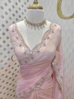 Crushed silk with small sequence floral and scallop border - Image 20