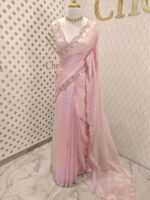 Crushed silk with small sequence floral and scallop border - Image 19