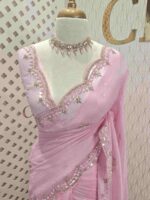 Crushed silk with small sequence floral and scallop border - Image 17