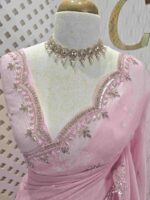 Crushed silk with small sequence floral and scallop border - Image 18
