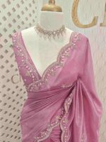Crushed silk with small sequence floral and scallop border - Image 11