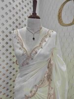 Crushed silk with small sequence floral and scallop border - Image 8