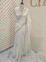 Crushed silk with small sequence floral and scallop border - Image 10