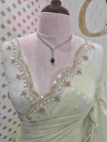 Crushed silk with small sequence floral and scallop border - Image 3