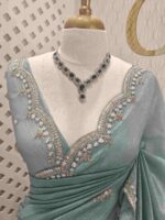Crushed silk with small sequence floral and scallop border - Image 6