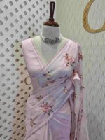 Net kota with satin thread flower bunch embroidery pattern - Image 11