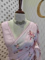 Net kota with satin thread flower bunch embroidery pattern - Image 12