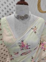 Net kota with satin thread flower bunch embroidery pattern - Image 9