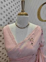 Net kota with satin thread flower bunch embroidery pattern - Image 3