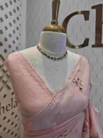 Net kota with satin thread flower bunch embroidery pattern - Image 2
