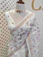 Net Kota with multi colour floral jaal embroidery design - Image 8