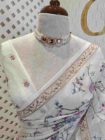 Net Kota with multi colour floral jaal embroidery design - Image 9