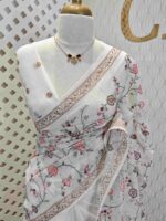 Net Kota with multi colour floral jaal embroidery design - Image 5