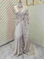 Net Kota with multi colour floral jaal embroidery design - Image 4