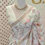 Net Kota with multi colour floral jaal embroidery design