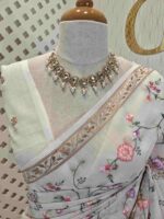 Net Kota with multi colour floral jaal embroidery design - Image 3