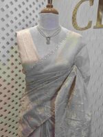 Organza with maple leaf applique like design and scallop border