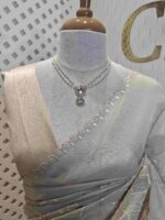 Organza with maple leaf applique like design and scallop border - Image 3