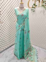 Chandheri with flower plant buttas and jaal design on pallu - Image 12