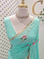 Chandheri with flower plant buttas and jaal design on pallu - Image 11