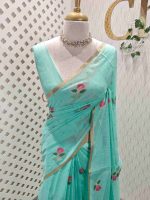 Chandheri with flower plant buttas and jaal design on pallu - Image 10