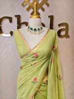 Chandheri with flower plant buttas and jaal design on pallu - Image 4