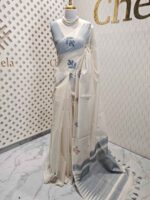 Chandheri with flower plant and bird design on border - Image 19