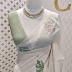 Chandheri with flower plant and bird design on border