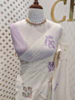 Chandheri with flower plant and bird design on border - Image 11