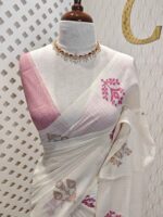 Chandheri with flower plant and bird design on border - Image 5