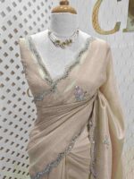 Crushed silk with mirror and cut bead scallop border - Image 11