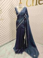Crushed silk with mirror and cut bead scallop border - Image 7