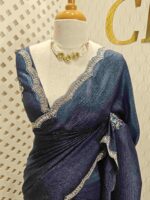 Crushed silk with mirror and cut bead scallop border - Image 5
