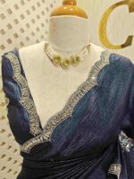 Crushed silk with mirror and cut bead scallop border - Image 6