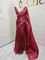 Crushed silk with mirror and cut bead scallop border - Image 4